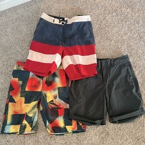 Men’s size 30 board shorts. Volcom, Vans, and Hurley